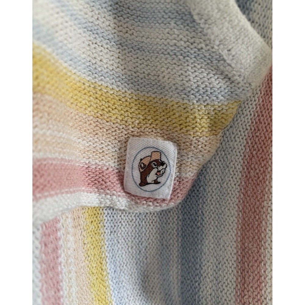 Buc-ees Baja Pullover Pastel Stripes Kangaroo Pocket Women’s Large Hoodie Top - Picture 4 of 6